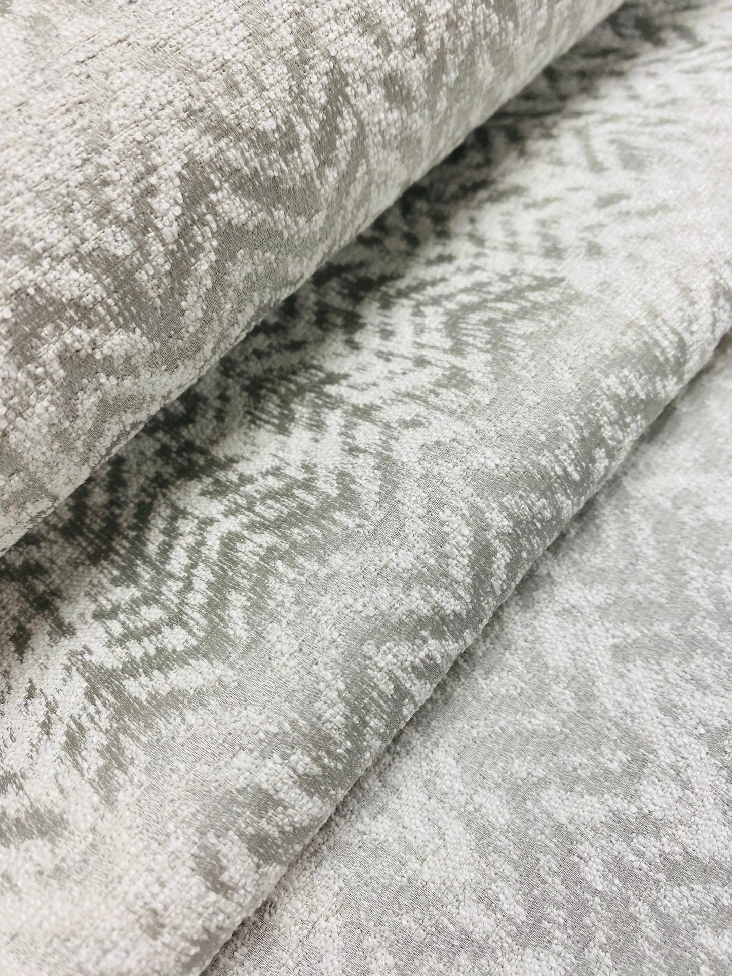 1.25 Yard Pollack Vancouver Snowtracks Silver Grey Herringbone Upholstery Drapery Fabric WHS 3951