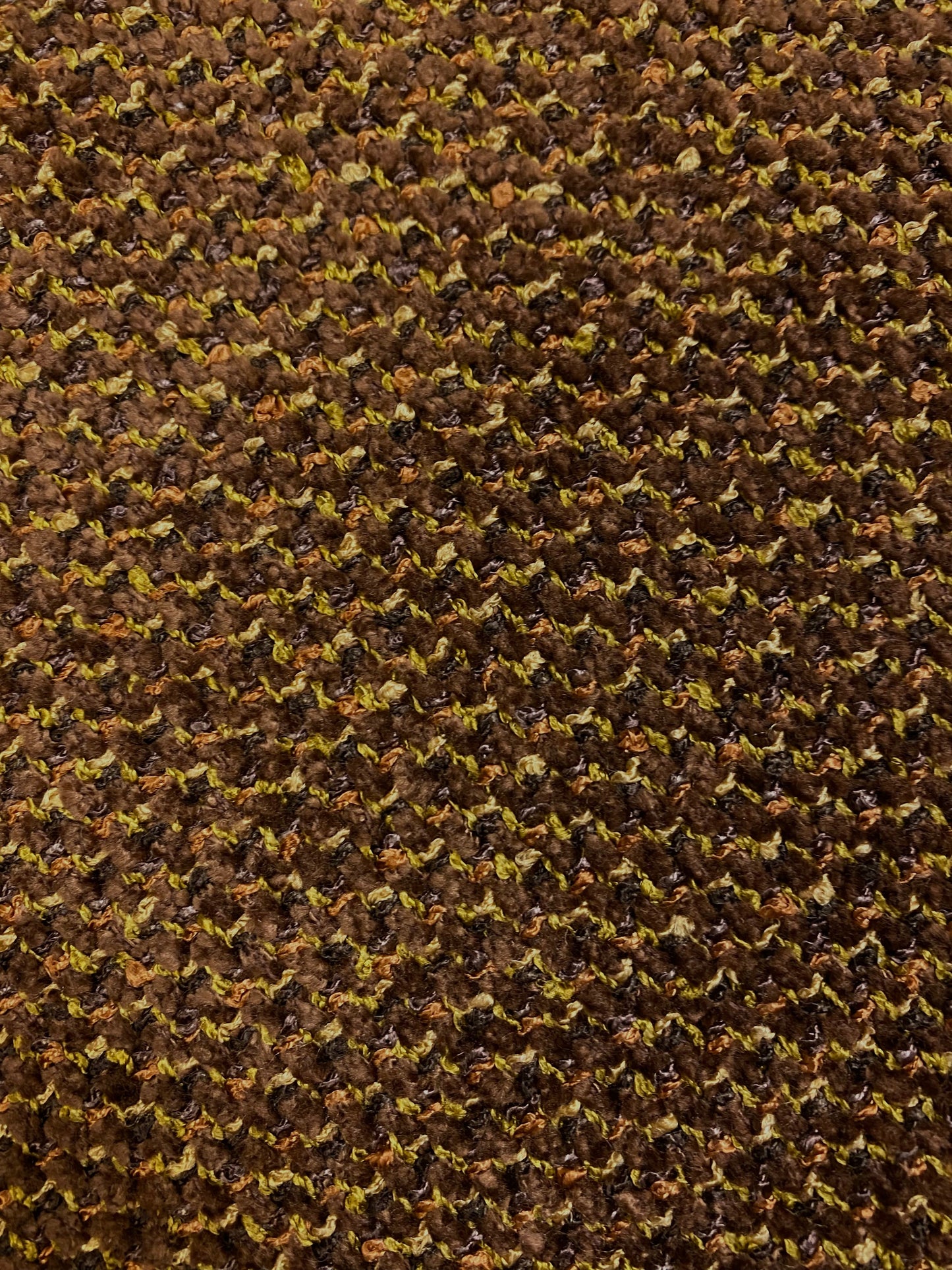 1.3 Yard Designer Chenille Brown Chartreuse Yellow MCM Mid Century Modern Upholstery Fabric WHS 4404
