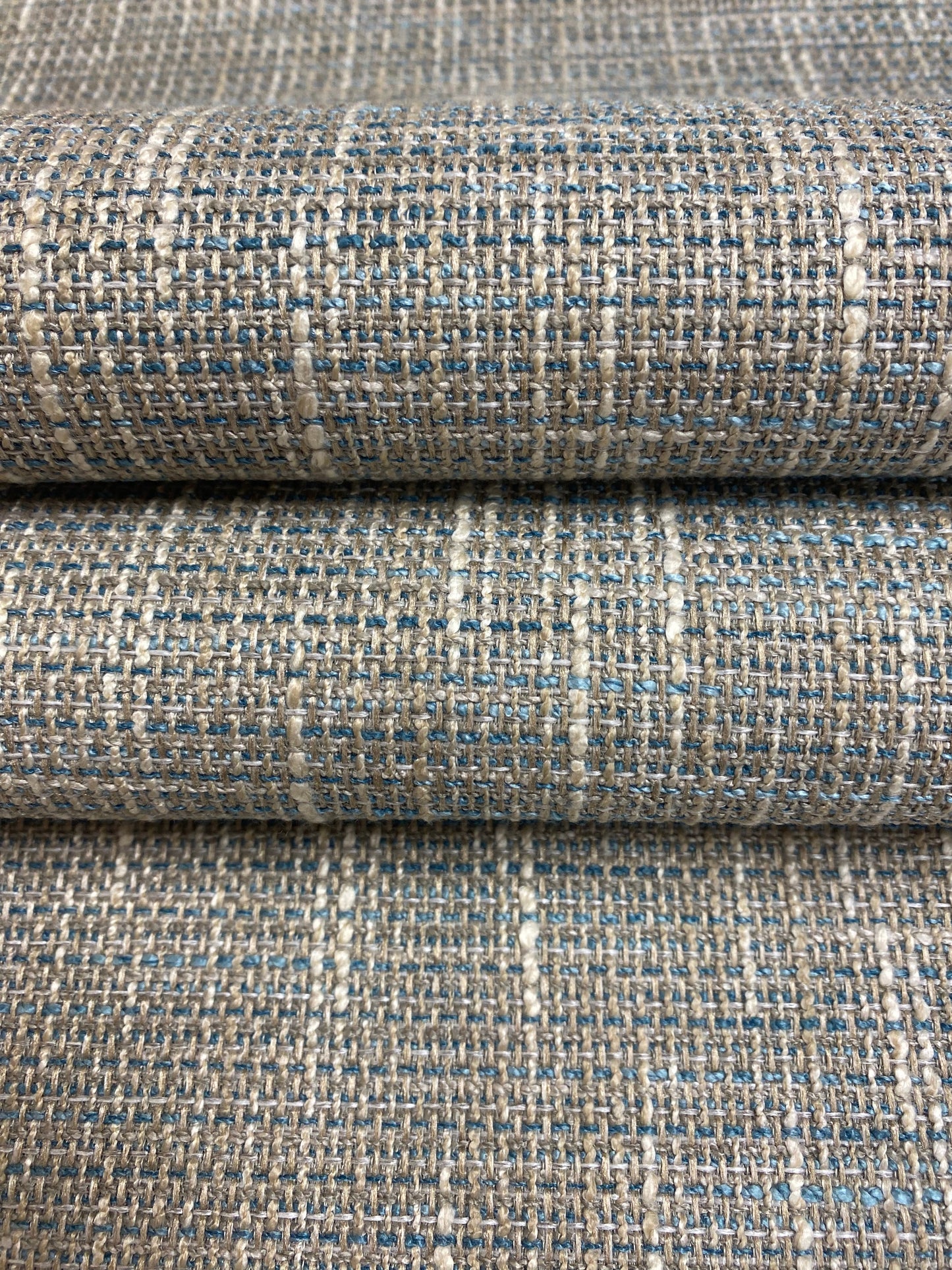 1.3 Yard Designer Water & Stain Resistant Beige Teal Taupe MCM Mid Century Modern Upholstery Fabric WHS 4623