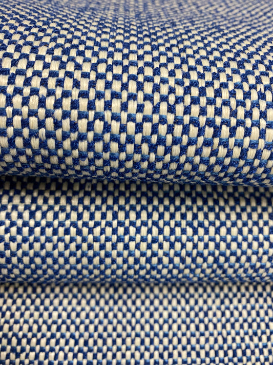 1.25 Yd Designer Royal Blue Cream MCM Mid Century Modern Tweed Upholstery Fabric WHS 4267