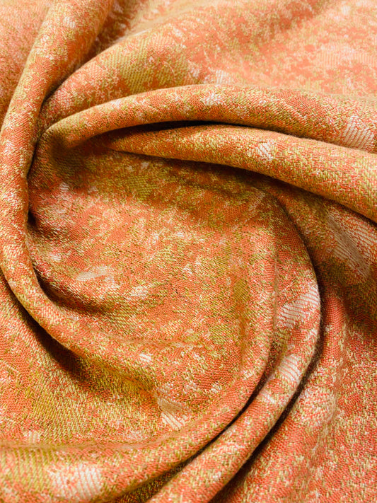 1.6 Yard of Designer Coral Orange Mustard Beige Abstract Water & Stain Resistant Upholstery Drapery Fabric WHS 3228