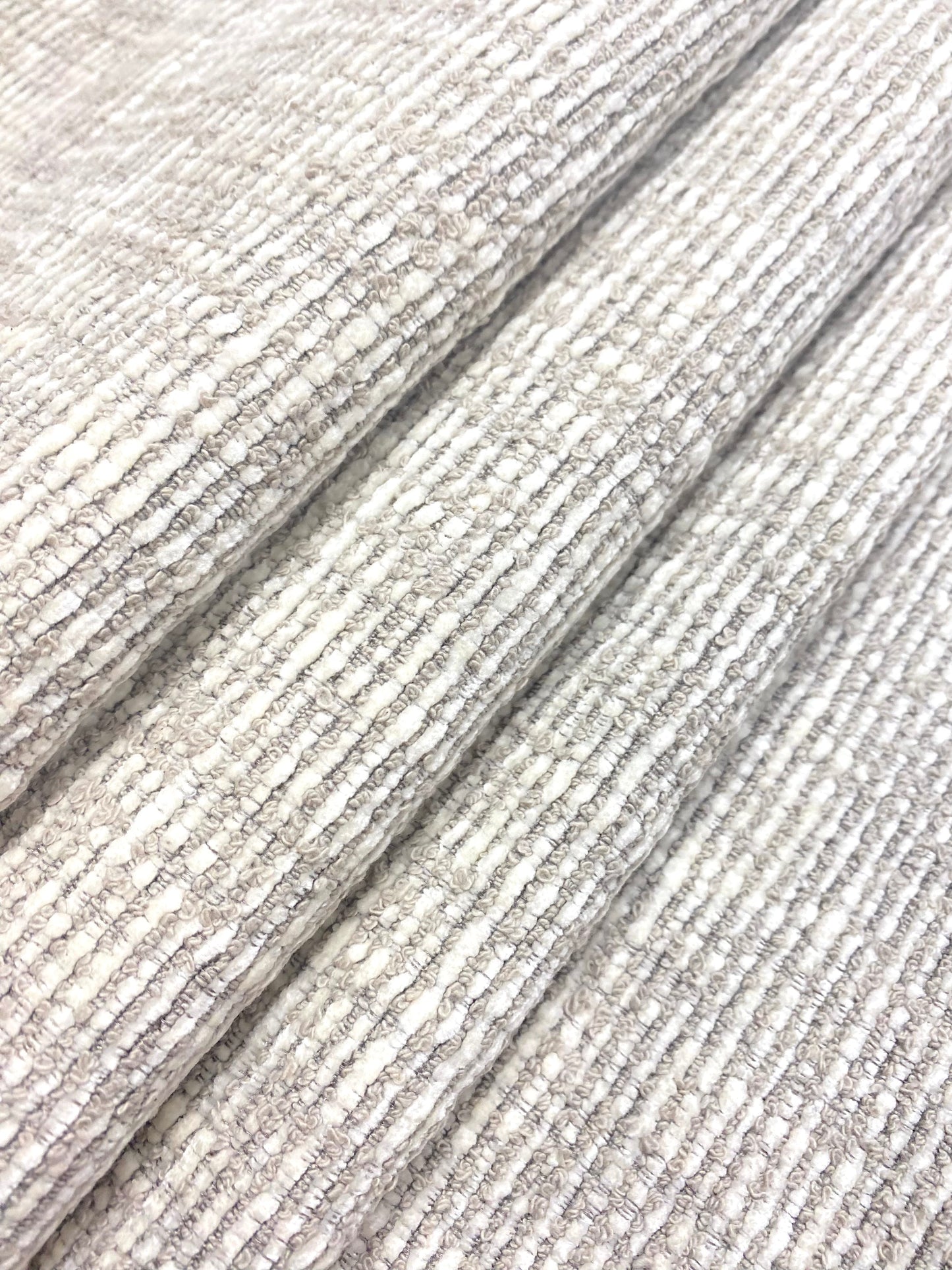 1.25 Yd Designer Cream Taupe MCM Mid Century Modern Chenille Tweed Upholstery Fabric WHS 4253