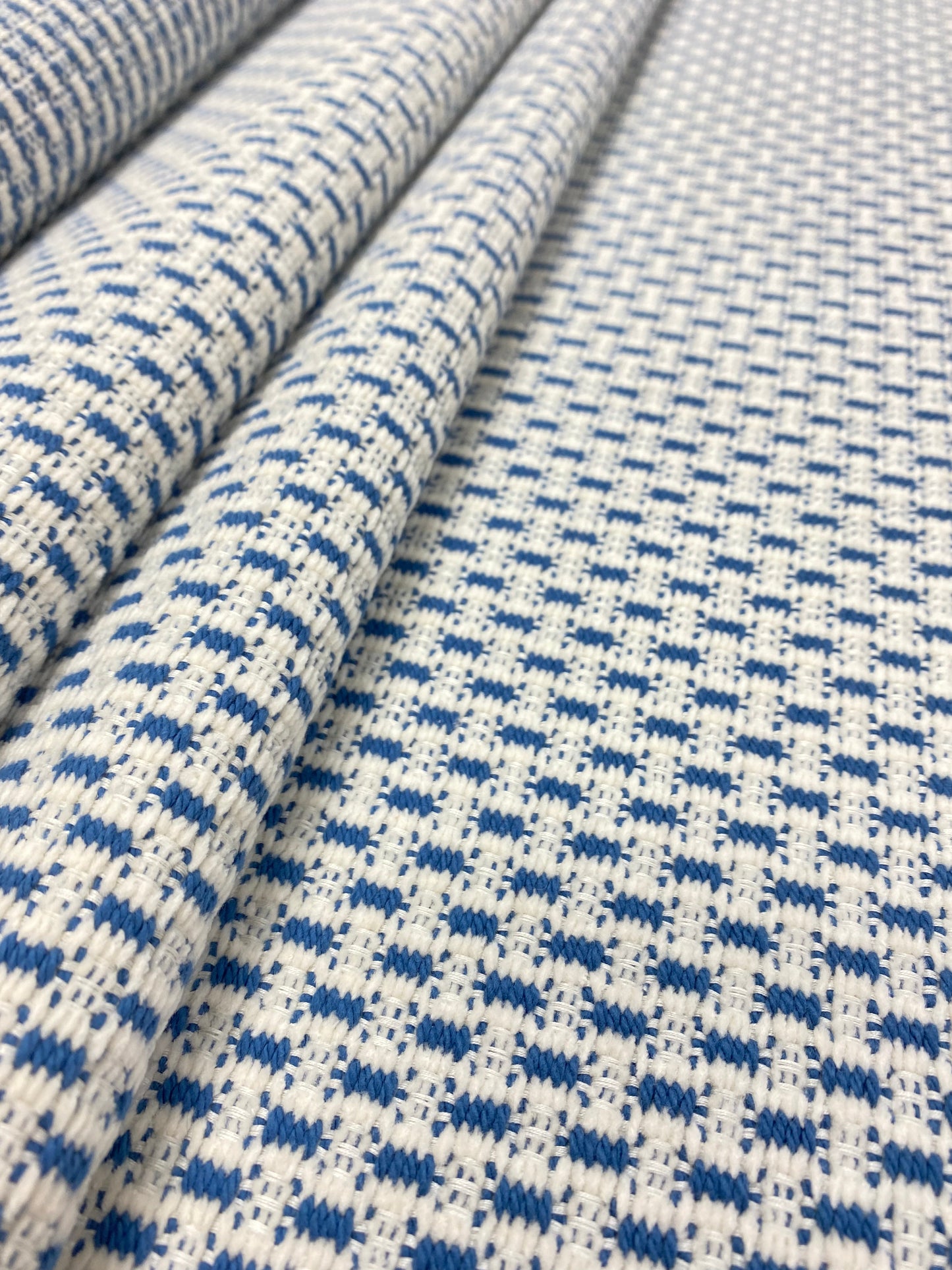 1.25 Yard of Stroheim Mehar Crypton Cream French Blue Woven MCM Mid Century Modern Water & Stain Resistant Upholstery Fabric WHS 3537
