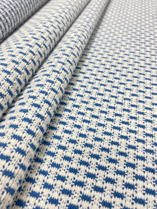 1.25 Yard of Stroheim Mehar Crypton Cream French Blue Woven MCM Mid Century Modern Water & Stain Resistant Upholstery Fabric WHS 3537