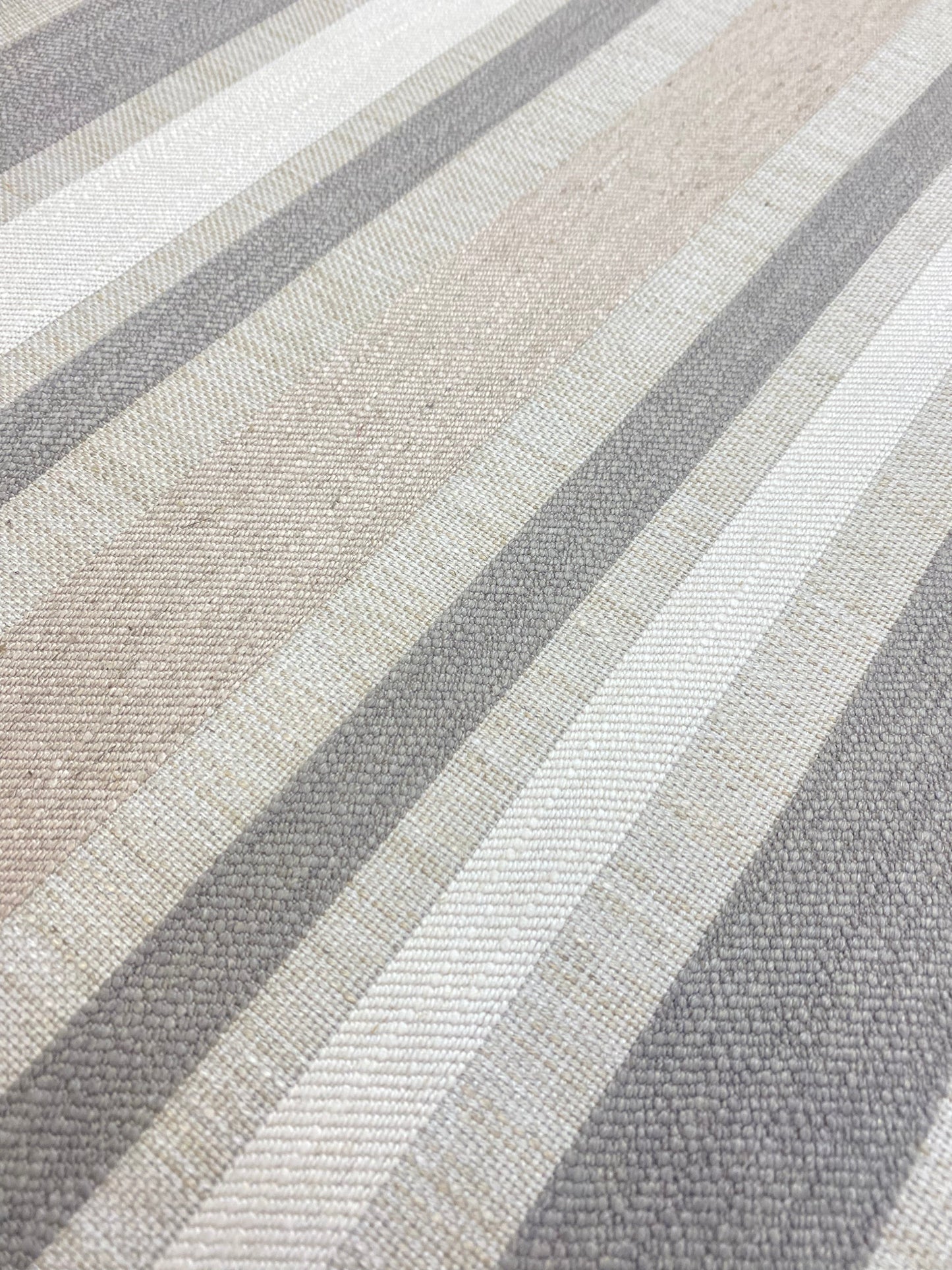 1.3 Yard Designer Water & Stain Resistant Beige Taupe Stripe Linen Blend Upholstery Fabric WHS 4087