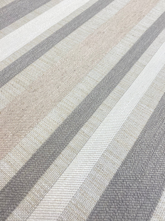 1.3 Yard Designer Water & Stain Resistant Beige Taupe Stripe Linen Blend Upholstery Fabric WHS 4087
