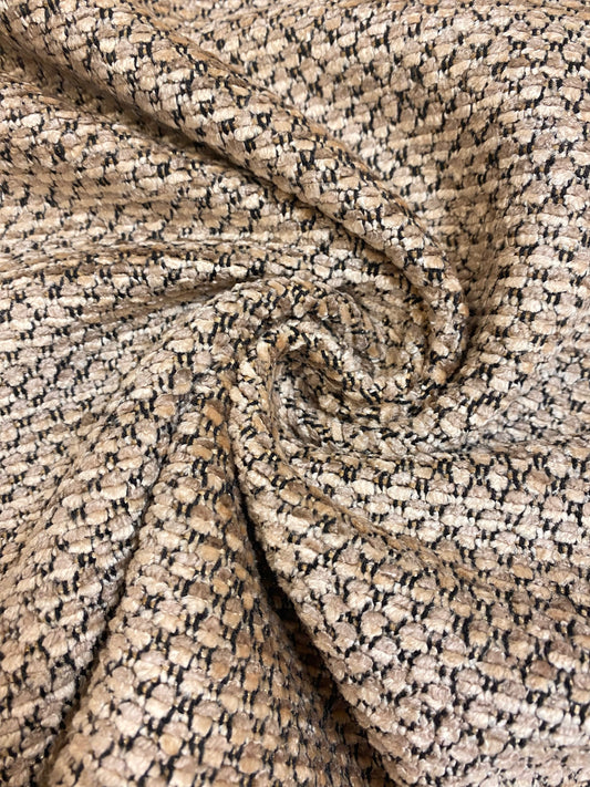 1.6 Yard Designer Reversible Taupe Black MCM Mid Century Modern Nubby Chenille Upholstery Fabric WHS 3916