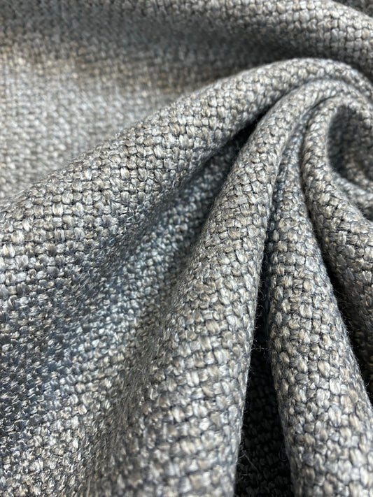 1.3 Yds Designer Linen Blend French Blue MCM Mid Century Modern Tweed Upholstery Fabric WHS 4256