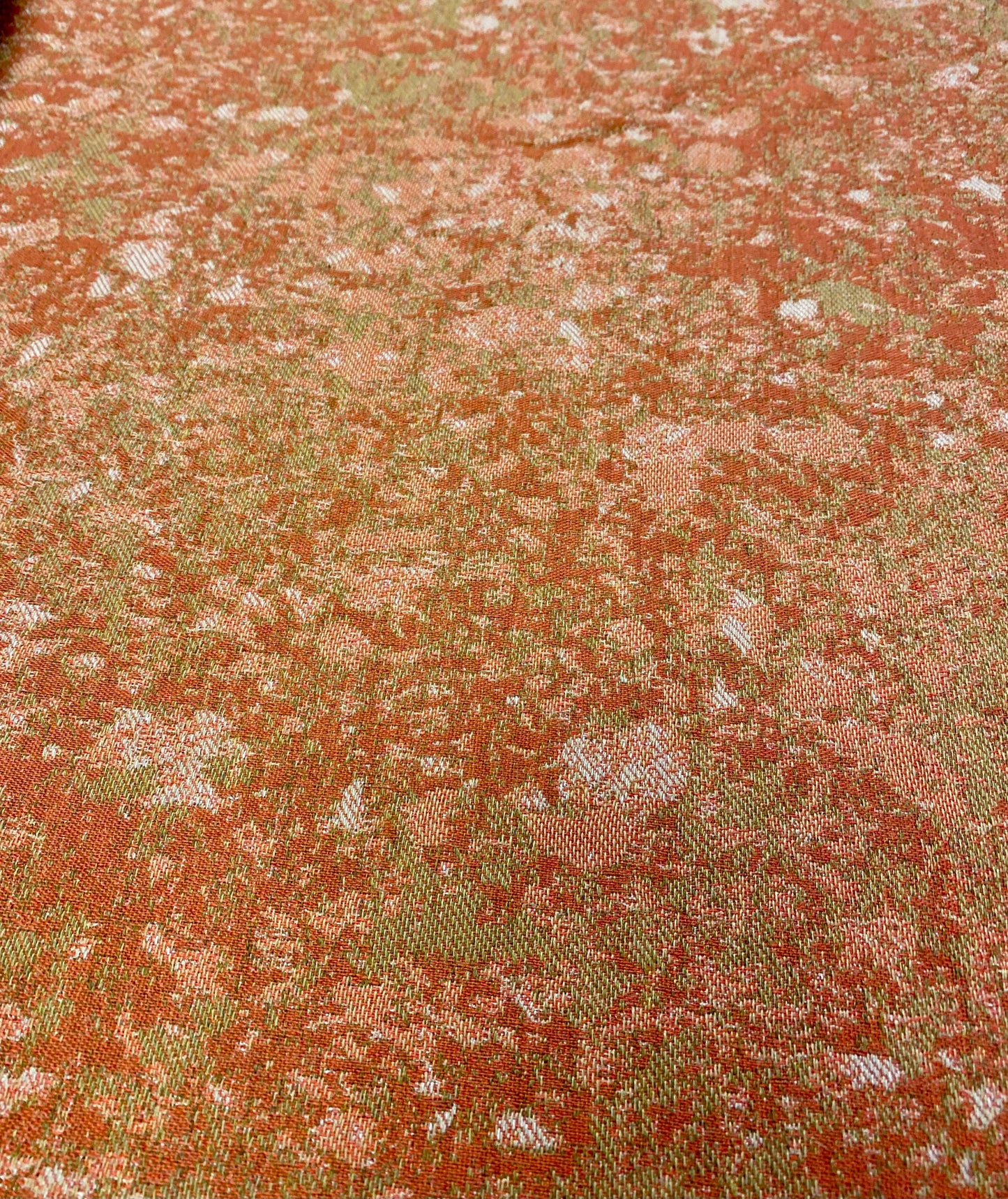 1.6 Yard of Designer Coral Orange Mustard Beige Abstract Water & Stain Resistant Upholstery Drapery Fabric WHS 3228