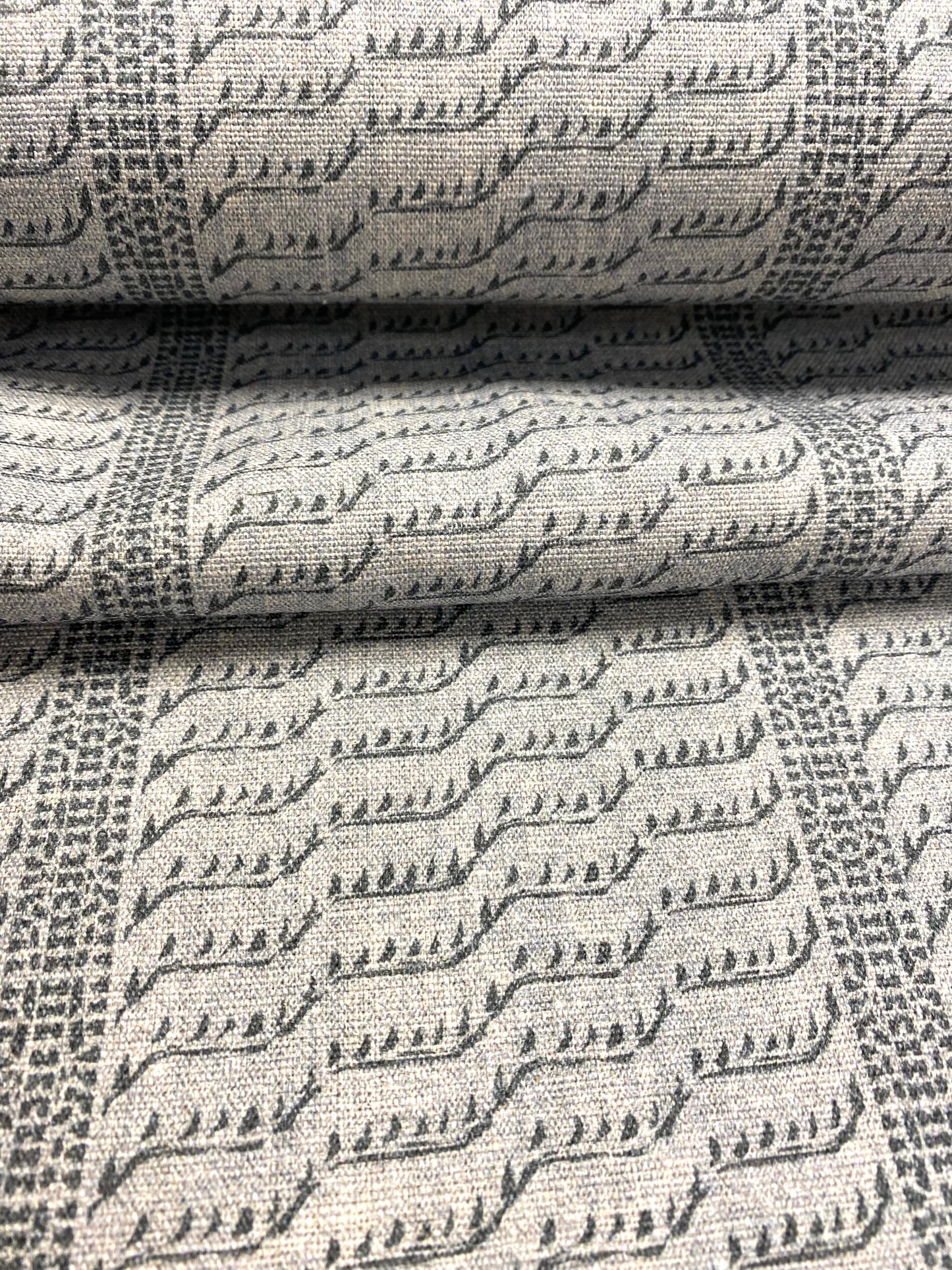 2.5 Yard Susan Connor Pilar Blue Overprint Navy Belgian Linen Water & Stain Resistant Upholstery Drapery Fabric WHS 3420