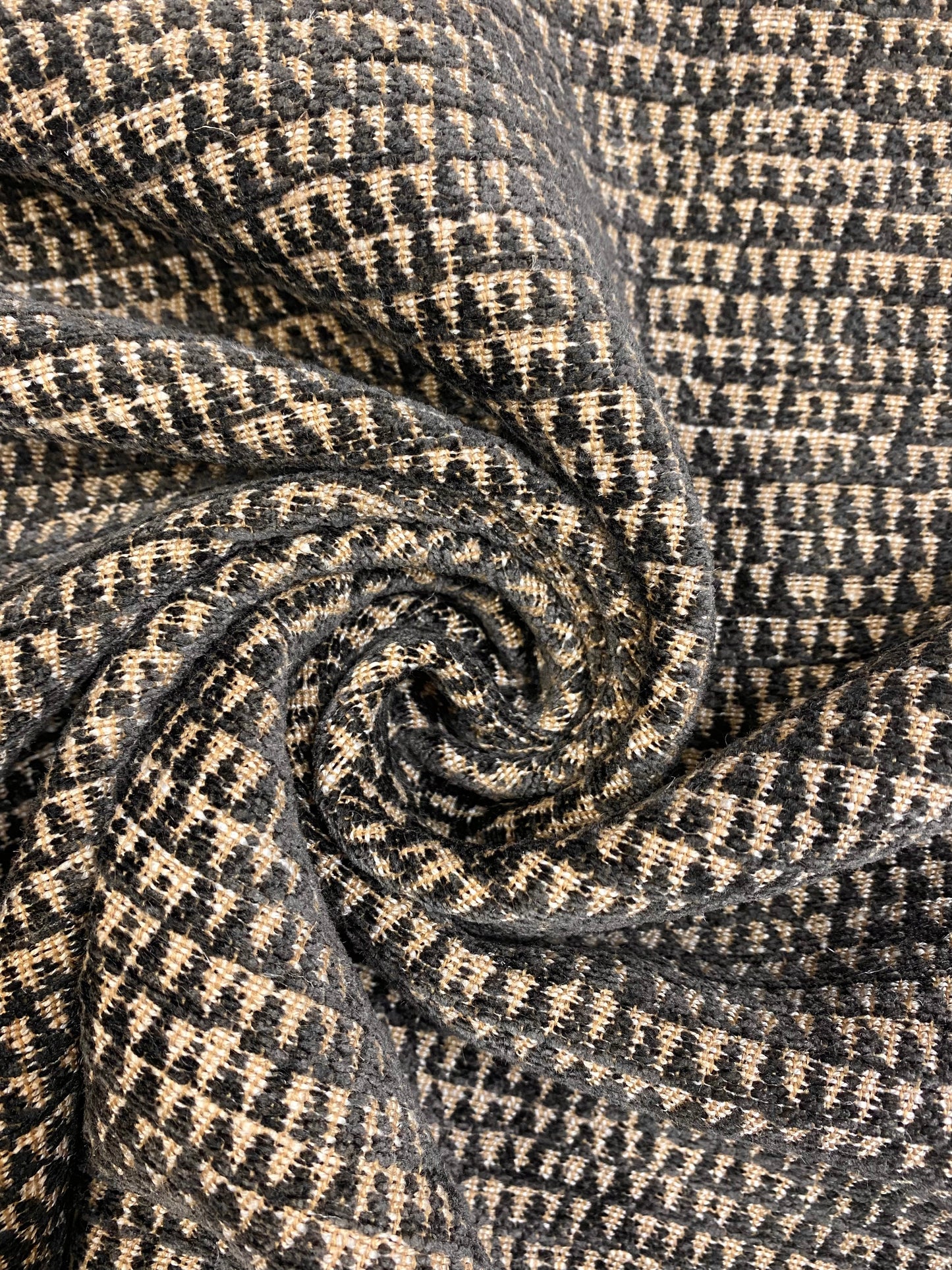 1.25 Yard Sanderson Merrington Charcoal Brown Beige Geometric MCM Mid Century Modern Chenille Water & Stain Resistant Upholstery Fabric WHS 3660