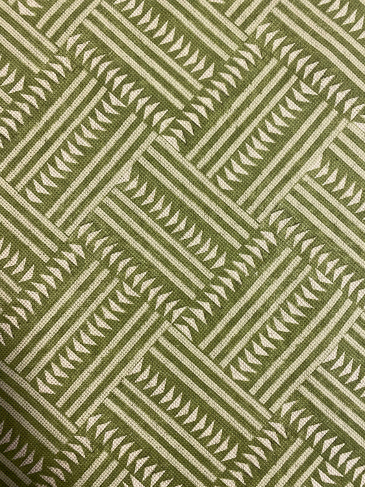 0.5 Yard Lewis & Wood Chekerbox Cactus Green Geometric Cotton Linen Upholstery Drapery Fabric WHS 4354