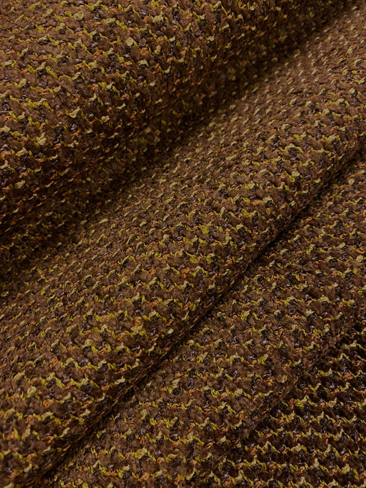 1.3 Yard Designer Chenille Brown Chartreuse Yellow MCM Mid Century Modern Upholstery Fabric WHS 4404