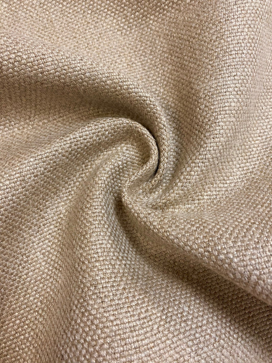 1.5 Yds Designer Water & Stain Resistant Heavy Duty Ecru Beige Flax Linen MCM Mid Century Modern Upholstery Fabric WHS 4343